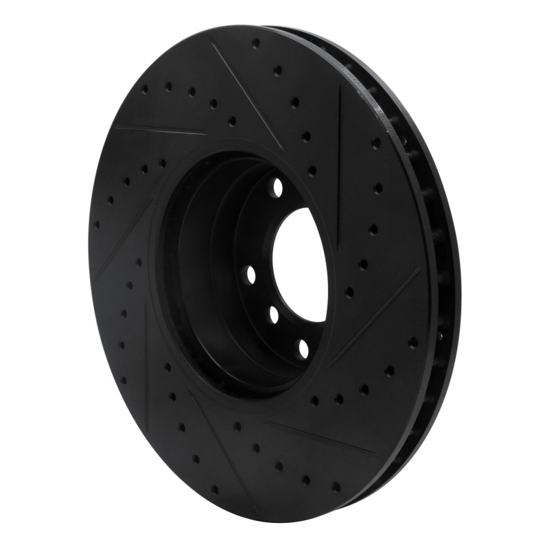 BMW 540I Brake Rotor (1) - Front Left - R1 Concepts - Drilled & Slotted - Black - `00-`03